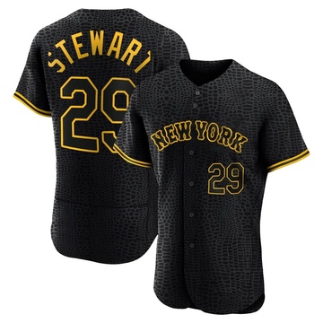 Authentic DJ Stewart Men's New York Mets Black Snake Skin City Jersey