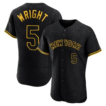 Authentic David Wright Men's New York Mets Black Snake Skin City Jersey