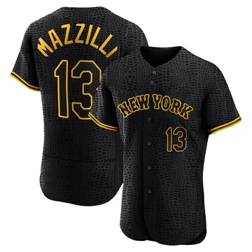Authentic Lee Mazzilli Men's New York Mets Black Snake Skin City Jersey
