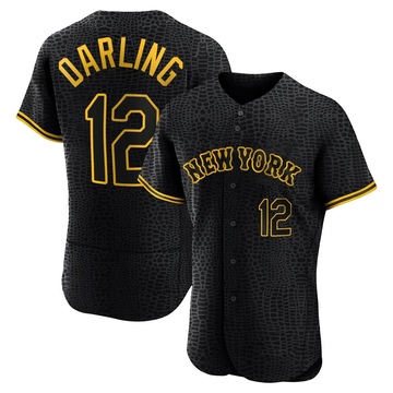 Authentic Ron Darling Men's New York Mets Black Snake Skin City Jersey