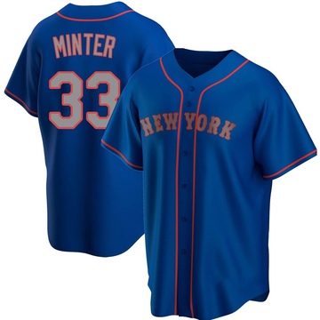 Replica A.J. Minter Youth New York Mets Royal Alternate Road Jersey
