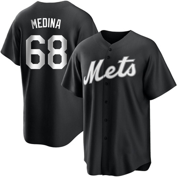 Replica Adonis Medina Men's New York Mets White Black/ Jersey