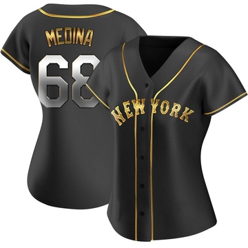 Replica Adonis Medina Women's New York Mets Black Golden Alternate Jersey
