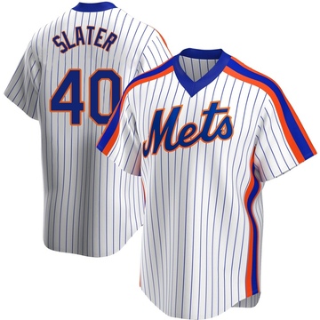Replica Austin Slater Youth New York Mets White Home Cooperstown Collection Jersey