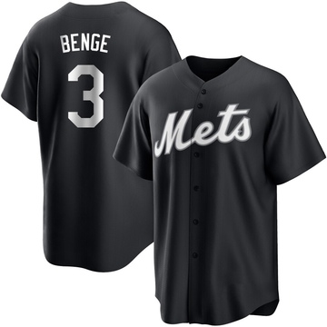 Replica Carson Benge Men's New York Mets White Black/ Jersey
