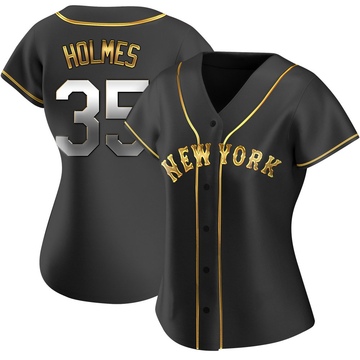 Replica Clay Holmes Women's New York Mets Black Golden Alternate Jersey