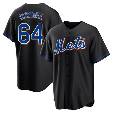 Replica Cooper Criswell Youth New York Mets Black 2022 Alternate Jersey