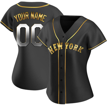 Replica Custom Women's New York Mets Black Golden Alternate Jersey