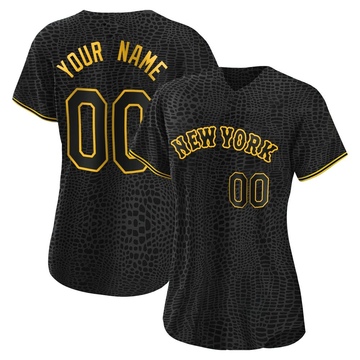 Replica Custom Women's New York Mets Black Snake Skin City Jersey