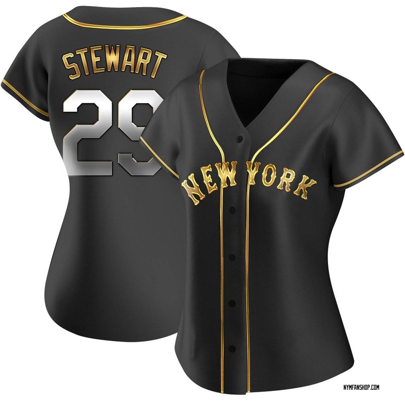 Replica DJ Stewart Women's New York Mets Black Golden Alternate Jersey
