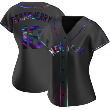 Replica Darryl Strawberry Women's New York Mets Black Holographic Alternate Jersey