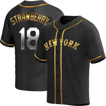 Replica Darryl Strawberry Youth New York Mets Black Golden Alternate Jersey