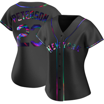 Replica David Peterson Women's New York Mets Black Holographic Alternate Jersey