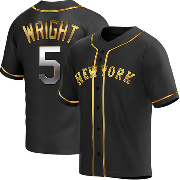 Replica David Wright Men's New York Mets Black Golden Alternate Jersey