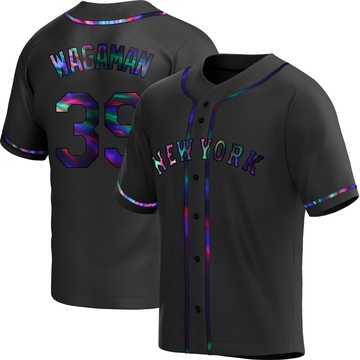 Replica Eric Wagaman Youth New York Mets Black Holographic Alternate Jersey