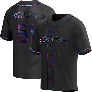 Replica Freddy Peralta Youth New York Mets Black Holographic Alternate Jersey