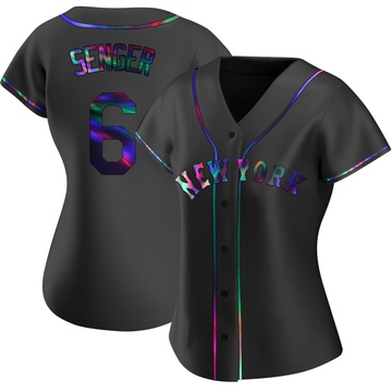 Replica Hayden Senger Women's New York Mets Black Holographic Alternate Jersey