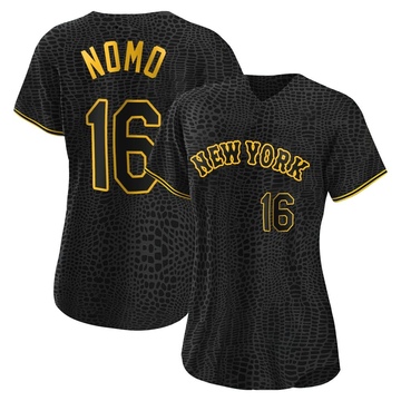 Replica Hideo Nomo Women's New York Mets Black Snake Skin City Jersey