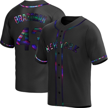 Replica Huascar Brazoban Youth New York Mets Black Holographic Alternate Jersey