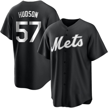Replica Joe Hudson Youth New York Mets White Black/ Jersey
