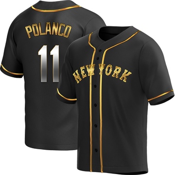 Replica Jorge Polanco Youth New York Mets Black Golden Alternate Jersey