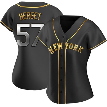Replica Kevin Herget Women's New York Mets Black Golden Alternate Jersey