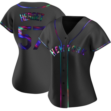 Replica Kevin Herget Women's New York Mets Black Holographic Alternate Jersey