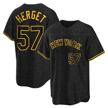 Replica Kevin Herget Youth New York Mets Black Snake Skin City Jersey