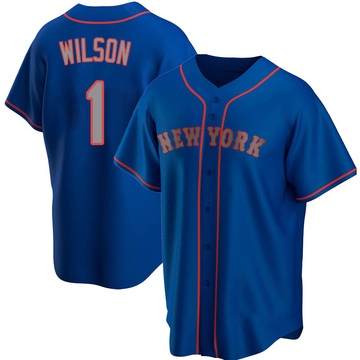 الورد الحب Mets #1 Mookie Wilson Blue(Grey NO.) Alternate Women's Stitched Baseball Jersey الورد الحب
