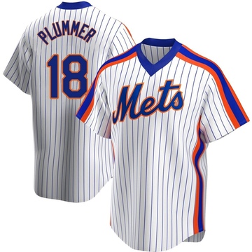 Replica Nick Plummer Men's New York Mets White Home Cooperstown Collection Jersey