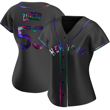 Replica Tyler Zuber Women's New York Mets Black Holographic Alternate Jersey