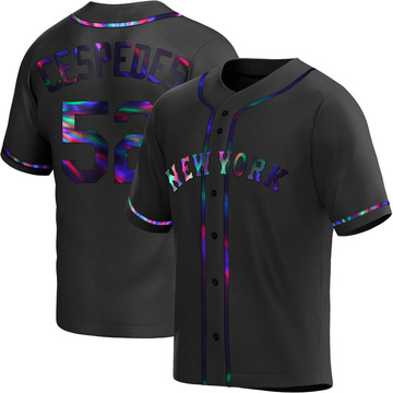 Replica Yoenis Cespedes Youth New York Mets Black Holographic Alternate Jersey