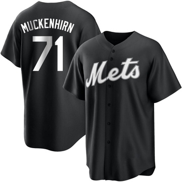Replica Zach Muckenhirn Men's New York Mets White Black/ Jersey